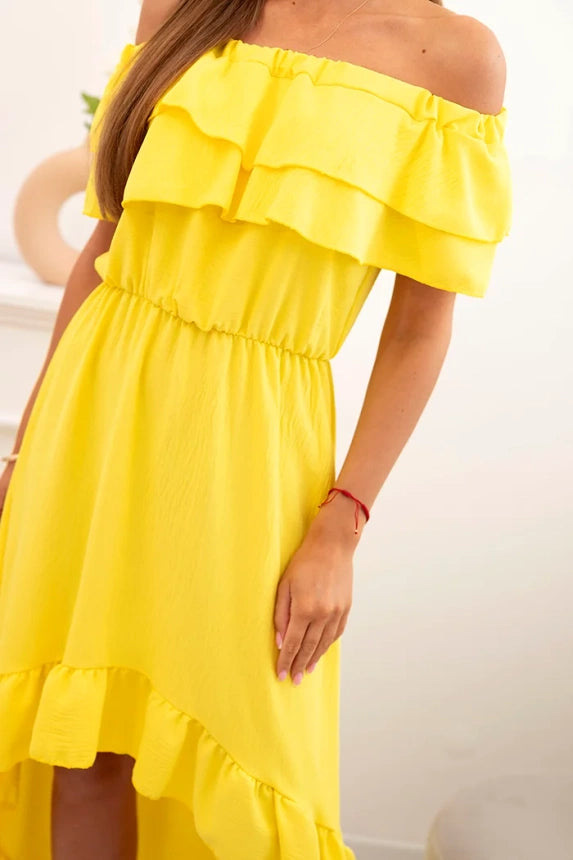 Дамска рокля с открити рамене и удължен гръб ИТ-77