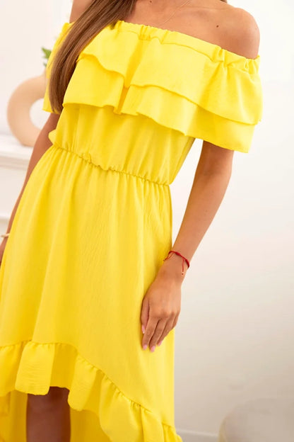 Дамска рокля с открити рамене и удължен гръб ИТ-77