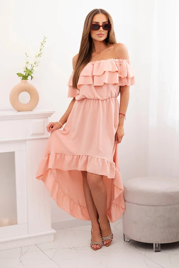 Дамска рокля с открити рамене и удължен гръб ИТ-77