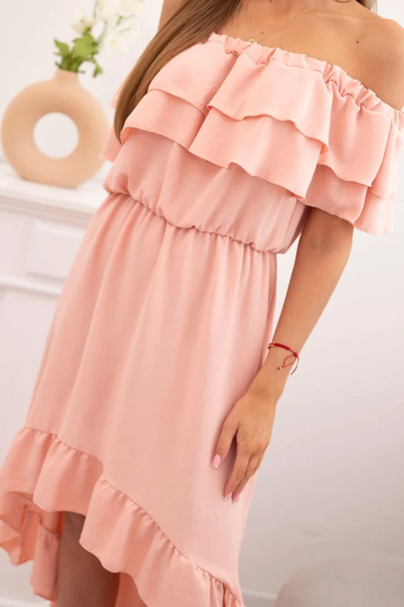 Дамска рокля с открити рамене и удължен гръб ИТ-77