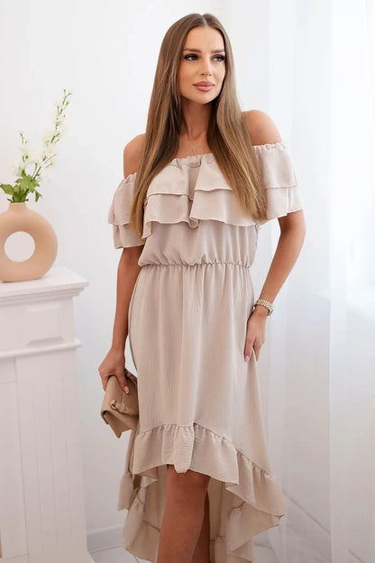 Дамска рокля с открити рамене и удължен гръб ИТ-77