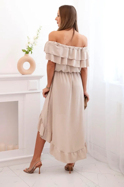 Дамска рокля с открити рамене и удължен гръб ИТ-77
