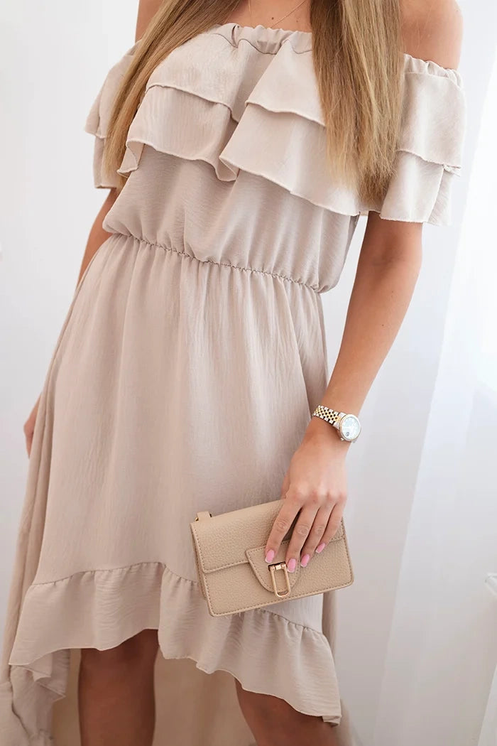 Дамска рокля с открити рамене и удължен гръб ИТ-77