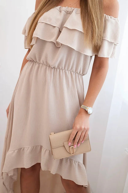 Дамска рокля с открити рамене и удължен гръб ИТ-77