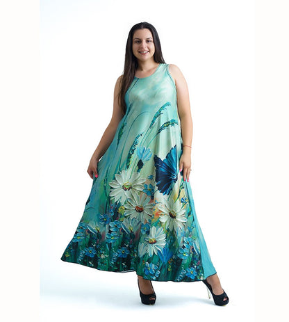 Дълга зелена рокля без ръкави Иванина