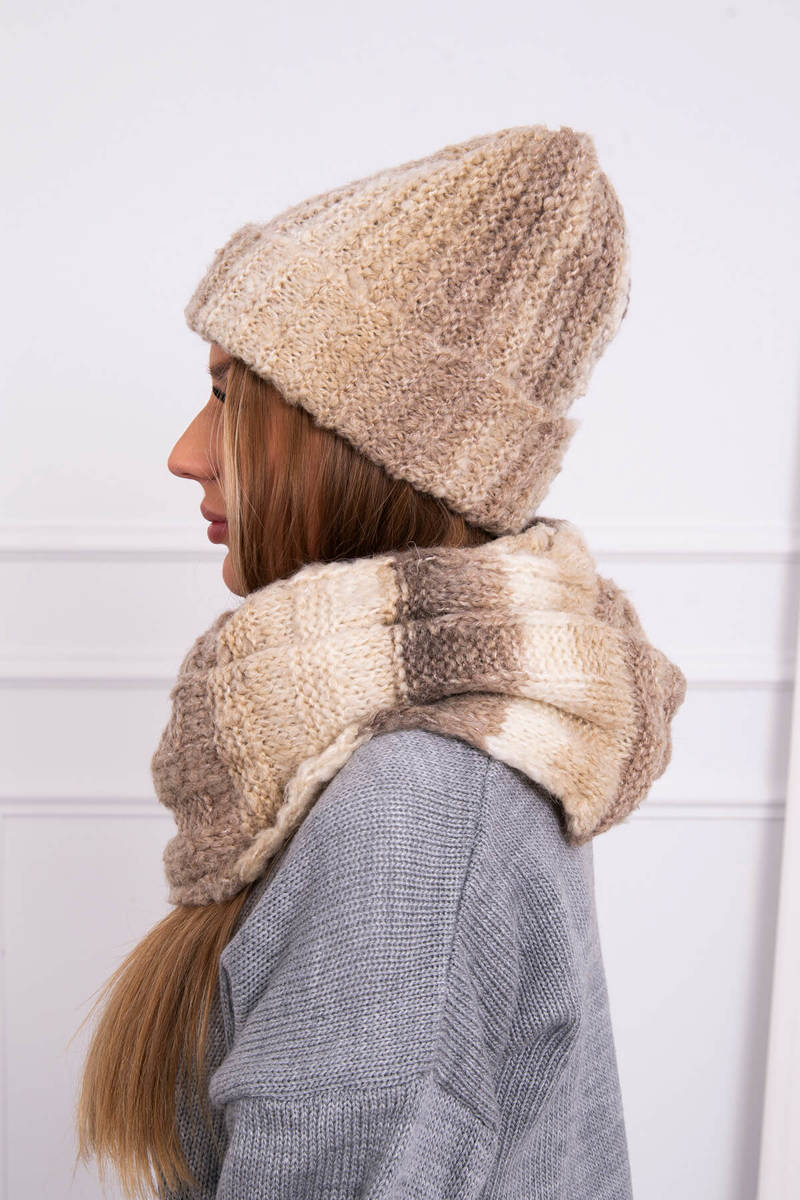 Дамски мохерен комплект от шапка с шал K208