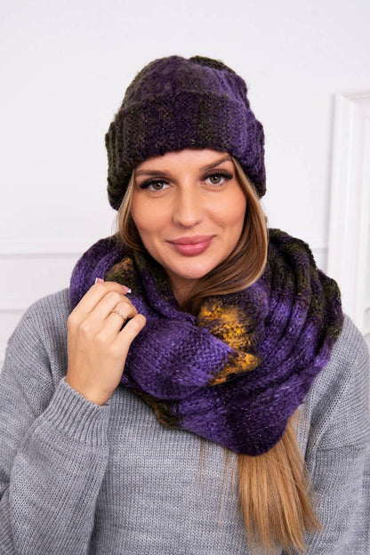 Дамски мохерен комплект от шапка с шал K208