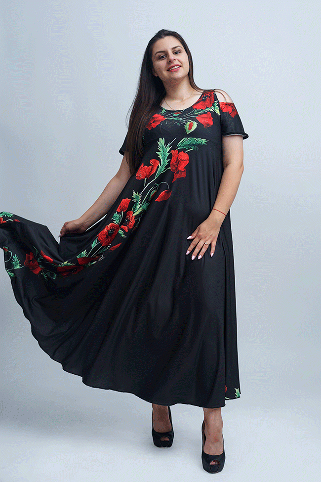 Дълга рокля с къс ръкав Киара