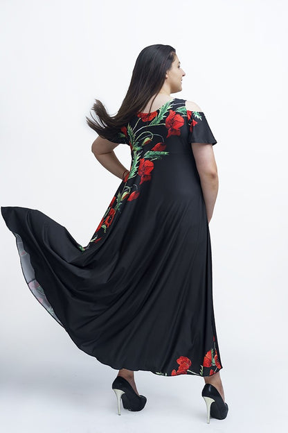 Дълга рокля с къс ръкав Киара