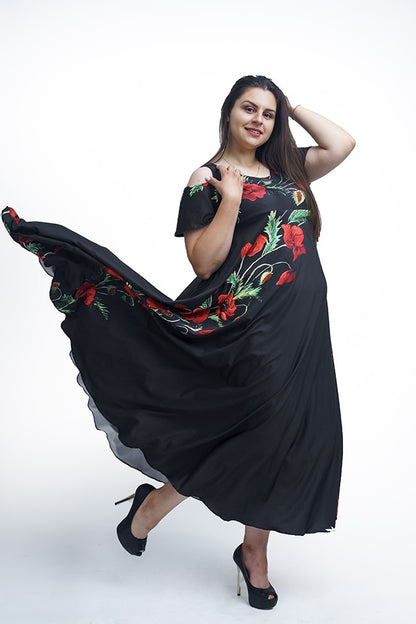 Дълга рокля с къс ръкав Киара