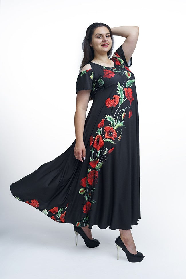 Дълга рокля с къс ръкав Киара