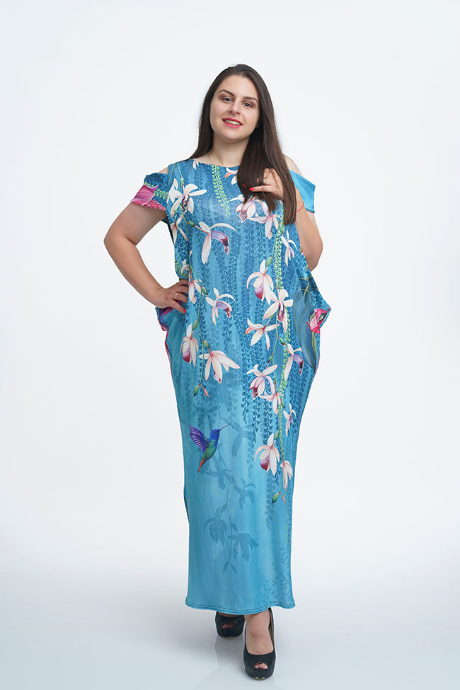 Дълга права синя рокля Клара