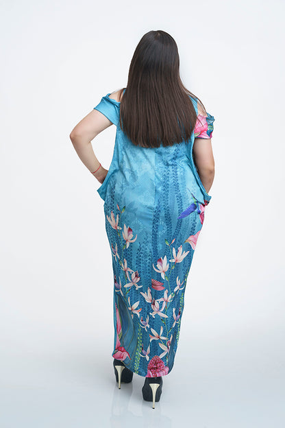 Дълга права синя рокля Клара