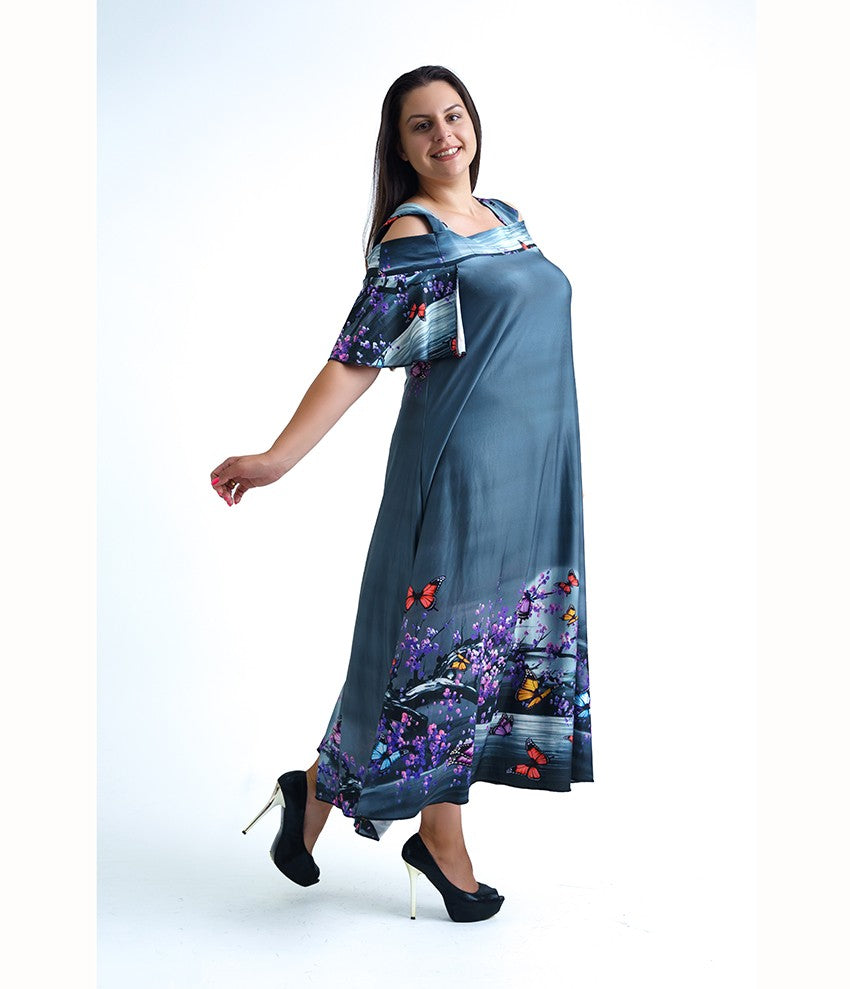 Дълга лятна рокля с пеперуди Криси