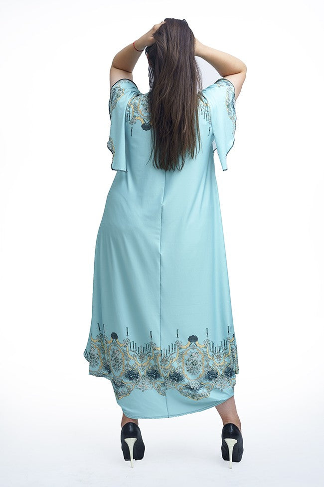 Дълга рокля с къс ръкав Малина