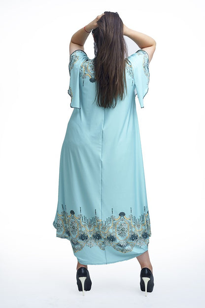 Дълга рокля с къс ръкав Малина