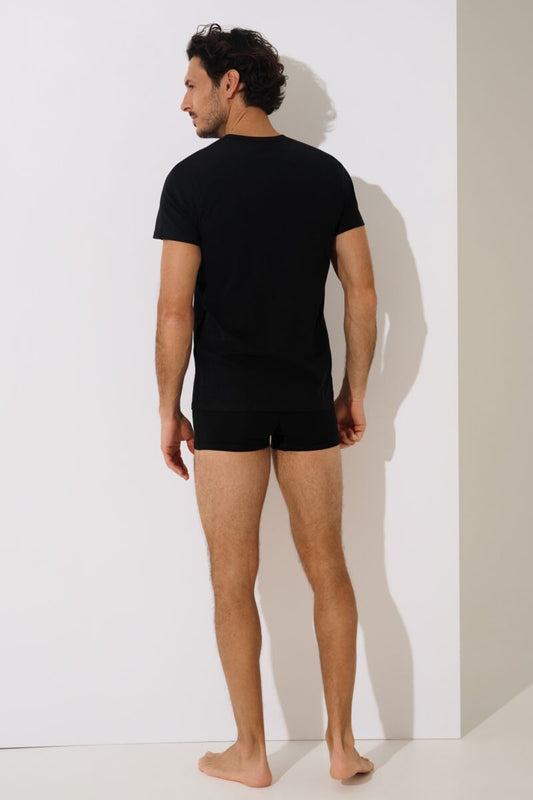 Мъжка памучна фланела с къси ръкави в черно Lisca Hermes Men 031010-02