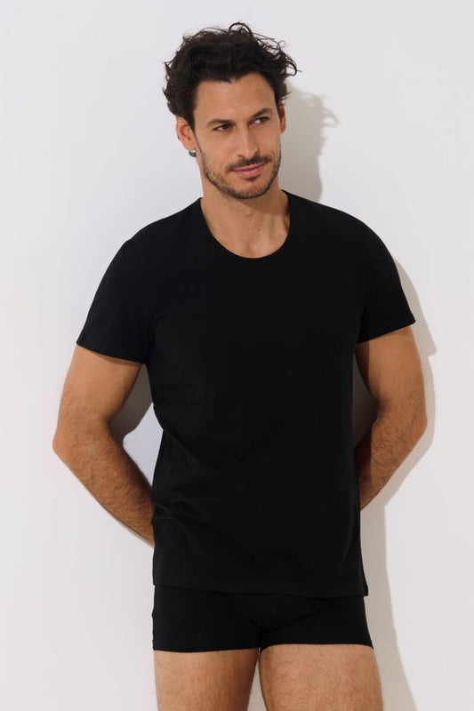 Мъжка памучна фланела с къси ръкави в черно Lisca Hermes Men 031010-02
