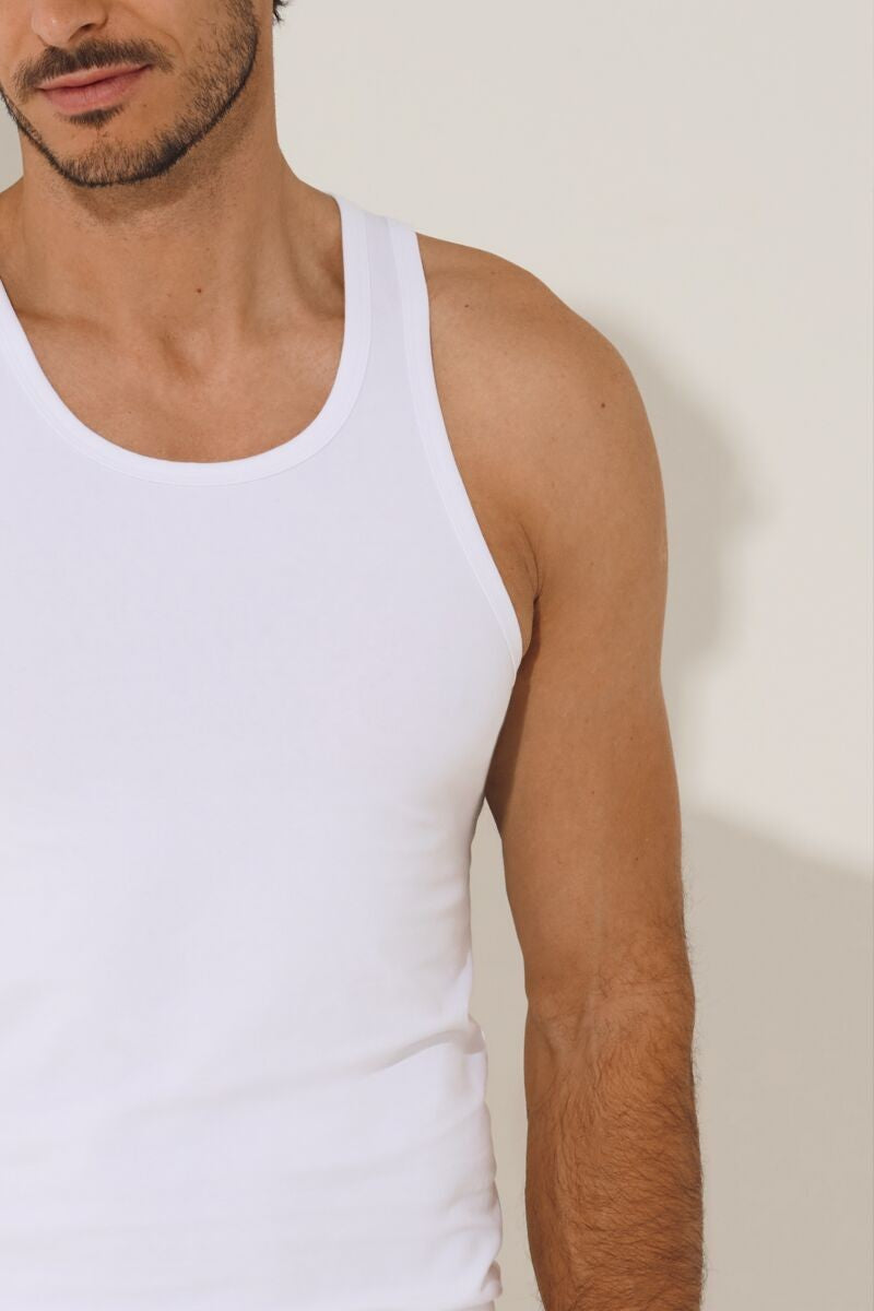 Мъжки памучен потник в бяло Lisca Hermes Men 031009-01