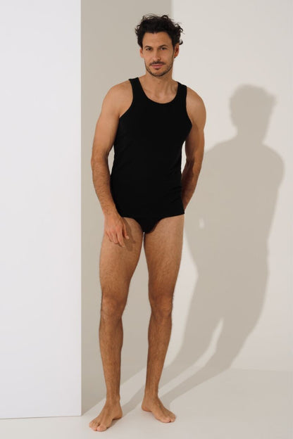 Мъжки памучен потник в черно Lisca Hermes Men 031009-02