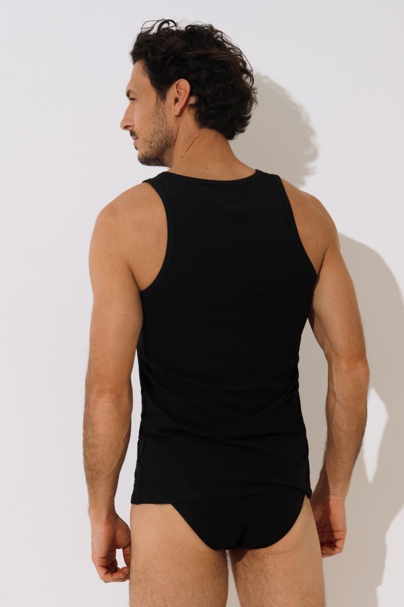 Мъжки памучен потник в черно Lisca Hermes Men 031009-02