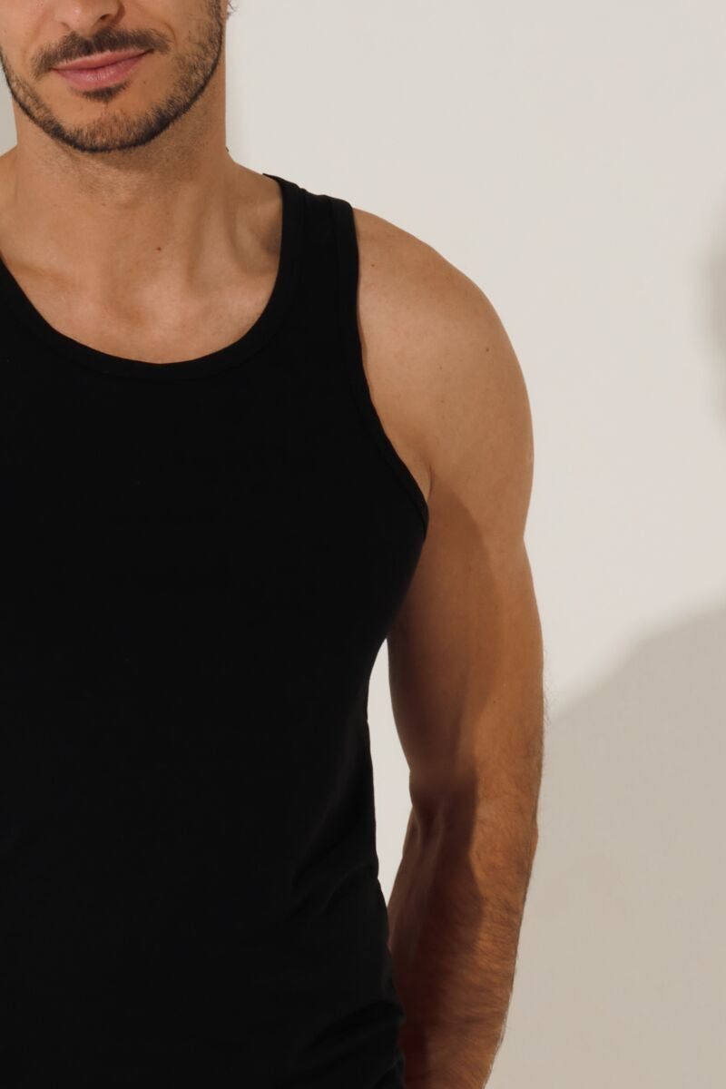 Мъжки памучен потник в черно Lisca Hermes Men 031009-02