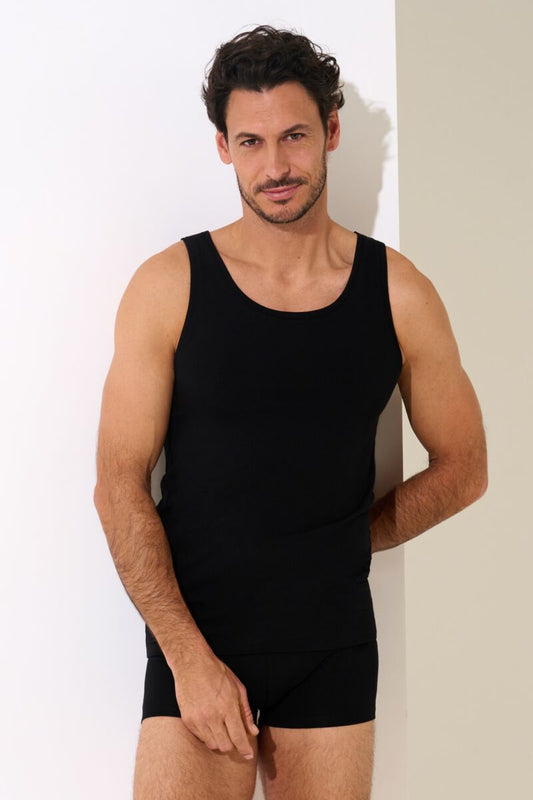 Мъжки памучен потник в черно Lisca Odysseus Men 031011-02