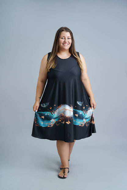 Черна лятна рокля без ръкави Мона