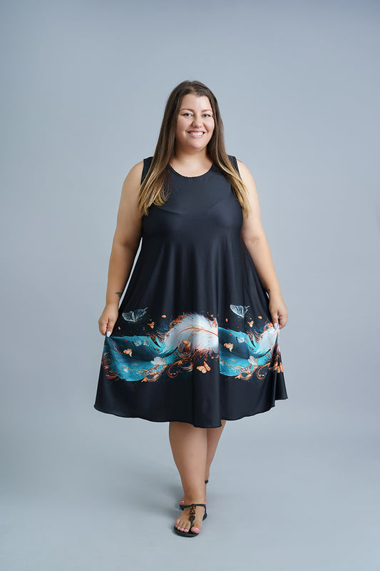 Черна лятна рокля без ръкави Мона