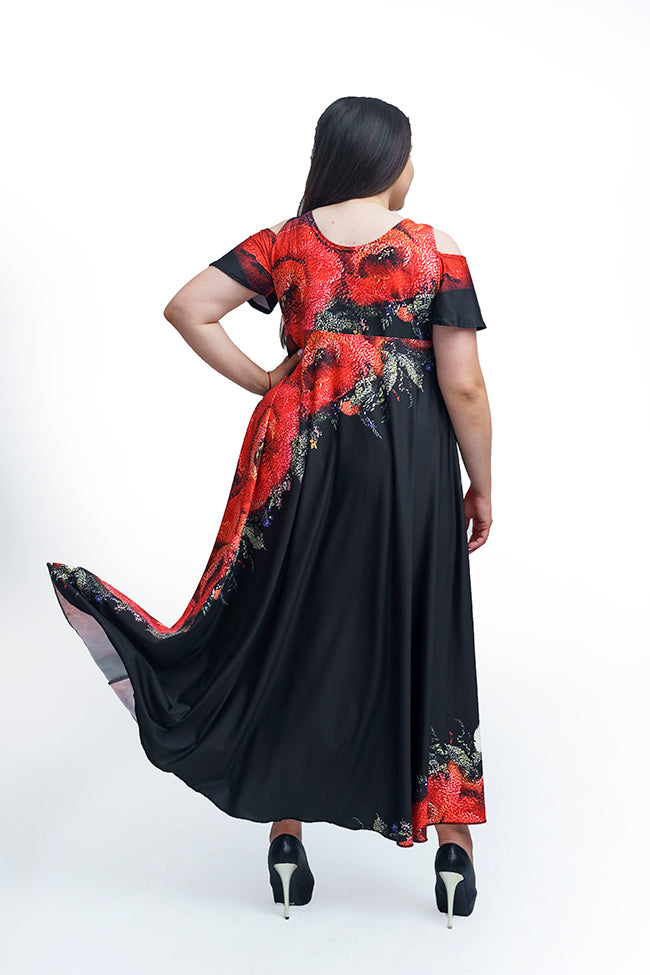 Дълга рокля с къс ръкав Моника