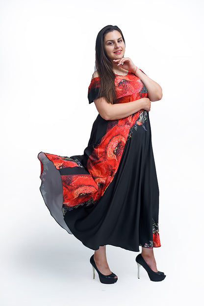 Дълга рокля с къс ръкав Моника