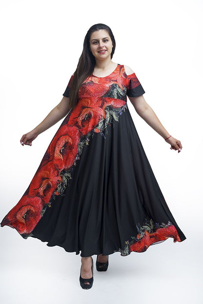 Дълга рокля с къс ръкав Моника