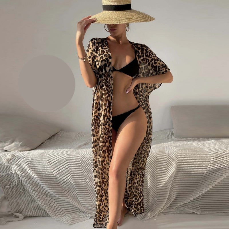 Леопардово дълго парео с колан MS-4364