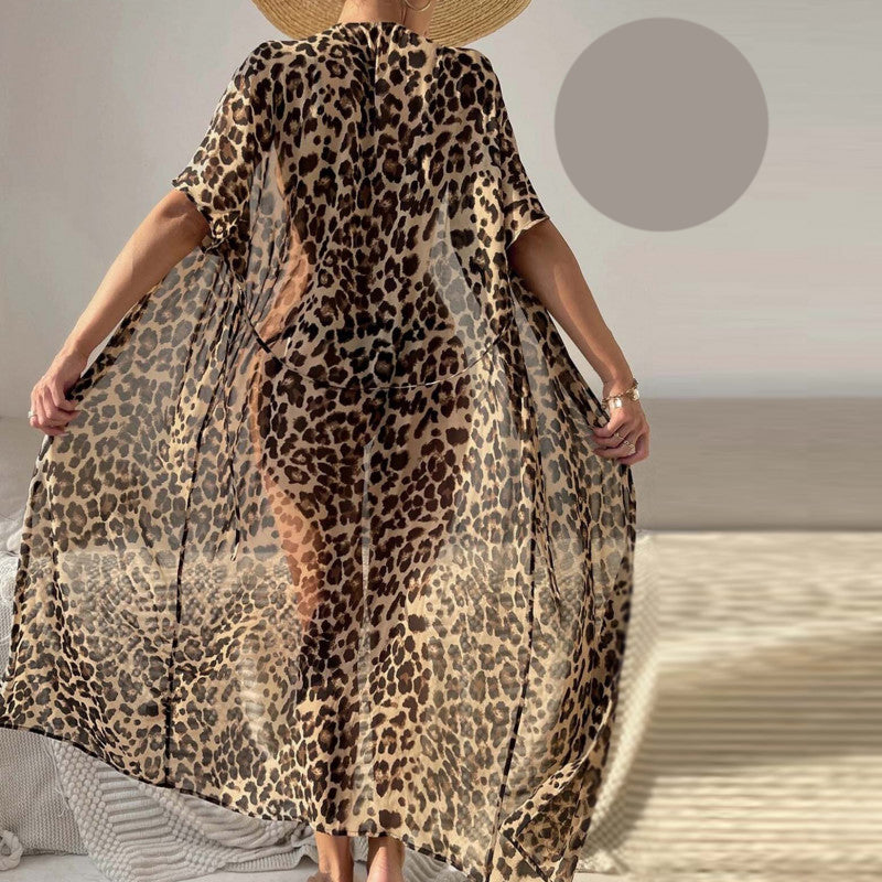 Леопардово дълго парео с колан MS-4364