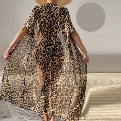 Леопардово дълго парео с колан MS-4364