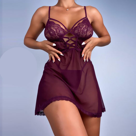 Къса babydoll нощница с прашки NL-3295