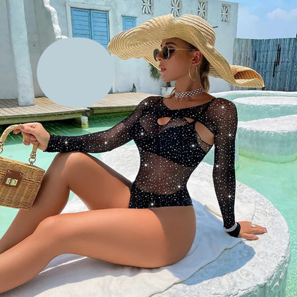 Мрежесто babydoll боди с кристали NL-5553