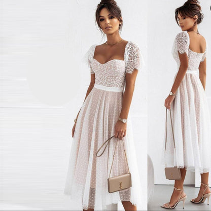 Дълга рокля от тюл и дантела NPA-8041