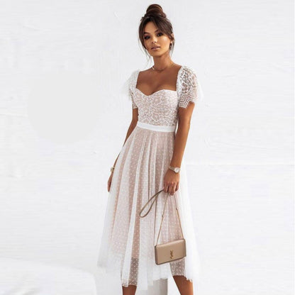 Дълга рокля от тюл и дантела NPA-8041