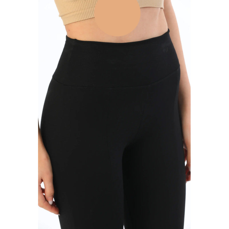 Еластичен черен панталон с цепки OG-381