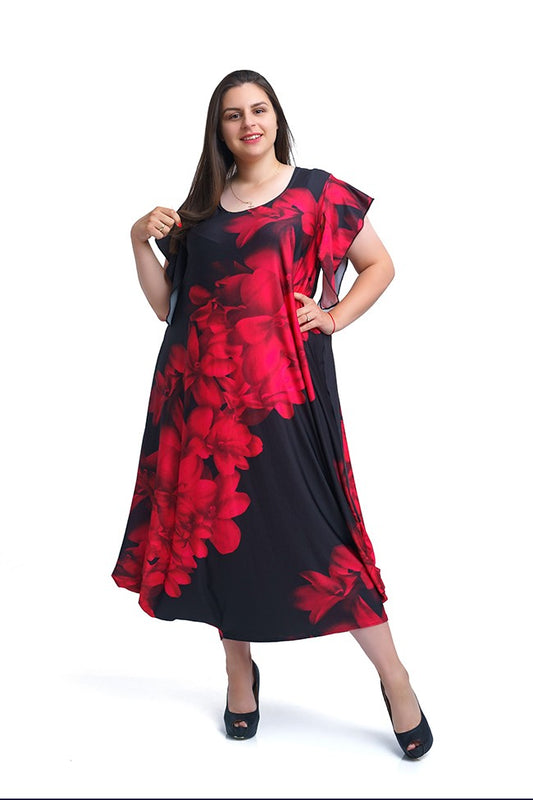 Дълга черна рокля с къс ръкав Олга