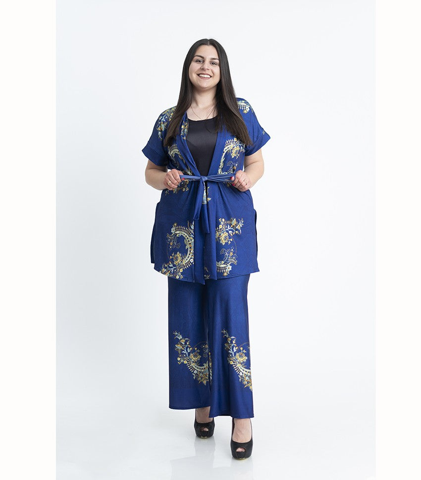 Комплект кимоно с къс ръкав и прав панталон Оливия