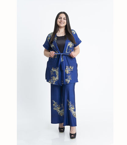 Комплект кимоно с къс ръкав и прав панталон Оливия