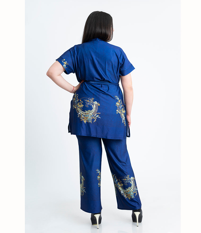 Комплект кимоно с къс ръкав и прав панталон Оливия