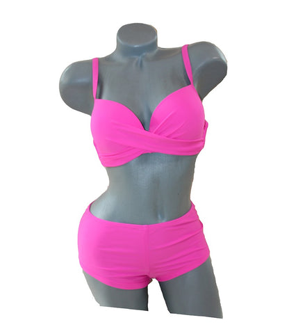 Дамски бански в две части с боксер Пинк
