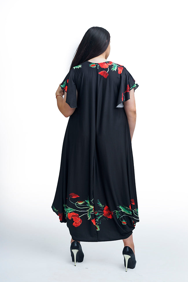 Дълга рокля с къс ръкав Поля