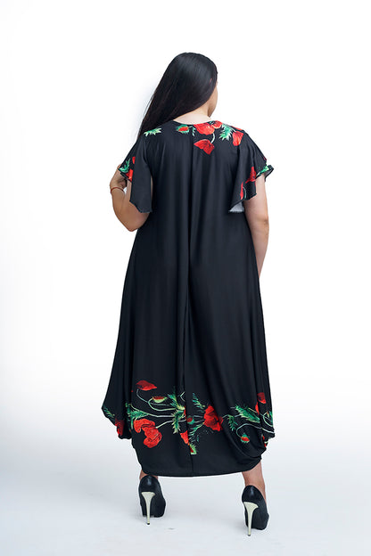 Дълга рокля с къс ръкав Поля