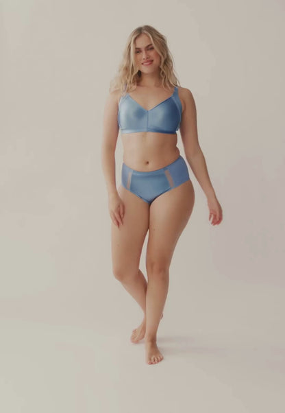 Сутиен с меки чаши без банели NATURANA 5662 - синьо