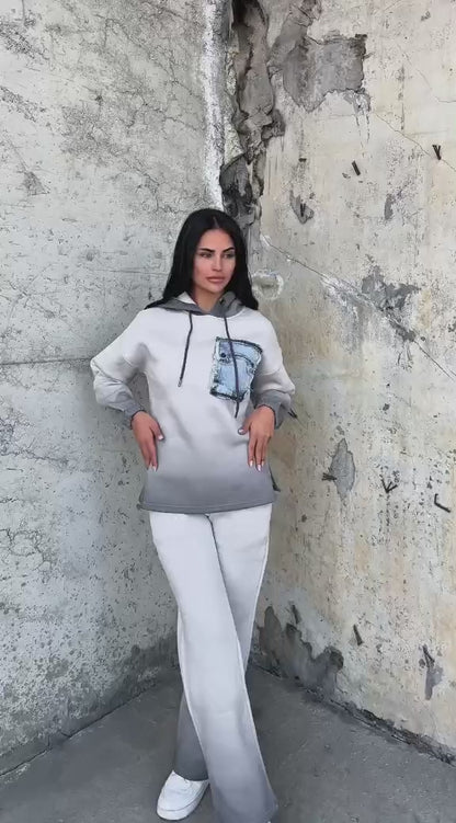 Ватиран комплект от суитшърт с панталони Маша