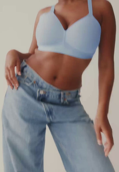 Лазерно изрязан сутиен с оформени чаши без банели Naturana 5232 – Синьо
